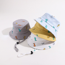Load image into Gallery viewer, Summer Children Bucket Hat Cartoon Dinosaur Print Girls Boys Panama Fisherman Hat Outdoor Kids Sun Beach Cap