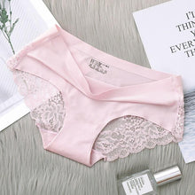 Load image into Gallery viewer, Women Sexy Lace Side Underwear Seamless Breathable Hollow Briefs Solid Color Woman Nylon Low Rise Lingerie Sexy UnderwearPanties