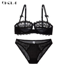 Load image into Gallery viewer, Sexy Underwear Set Lace Bra 1/2 Cup Brassiere Plus Size