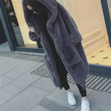 Load image into Gallery viewer, Women Faux Fur Long Coat Loose Jacket Hoodie Baggy Oversized Loose Winter Coat