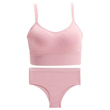 Load image into Gallery viewer, FINETOO Double Shoulder Strap Bra Set Seamless Crop Top Panties Suit Women Sexy Lingerie Female Underwear Wireless Bra Tank Top Bralette