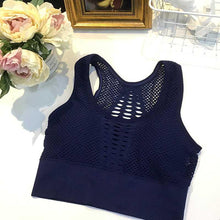 Load image into Gallery viewer, Women Sports Bra Sexy Mesh Breathable Sports Top Push Up Female Gym Fitness Sports Underwear Female
