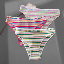 Load image into Gallery viewer, 3Pcs/set Colorful Stripes Panties Women's Cotton Briefs M-XL Low-Rise Rainbow Underwear Ladies Underpants Girls Panties