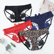 Load image into Gallery viewer, 3 PCS Ladies Sexy Low Waist Ice Silk Bandage Briefs Embroidered Sheer Seduction Thong Soft Comfort Panties M-XL
