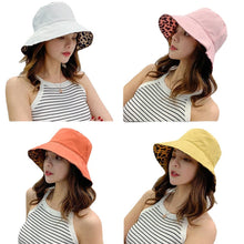 Load image into Gallery viewer, Women Leopard Print Bucket Comfortable Breathe Foldable Men Beach Flat Top Sun Fishing Hat High Quality Flat Panama Hat Street