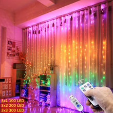 Load image into Gallery viewer, Curtain Fairy Lights String Light 8 Modes with Remote Control Christmas Party Wedding Light Decoration Lights USB Powered(3x1M/3x2M/3x3M))