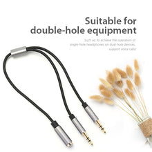 Load image into Gallery viewer, 3.5mm Headset Microphone 2 in 1 Audio Splitter Cable AUX Cable Female to 2 Male Aluminum Shell For Desktop Laptop Cellphone Game Voice Calls