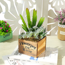 Load image into Gallery viewer, Square Wooden Basin Succulent Combined Green Plants Artificial Plant Creative Decoration Flower Bonsai Flower