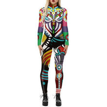 Load image into Gallery viewer, Womens 3D Skull Bone Frame Jumpsuit Long Sleeve Bodysuit Fancy Dress Halloween Cosplay Costume