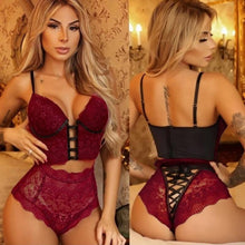 Load image into Gallery viewer, 2023 High qualityWomen Seamless Bra Set Sexy Thong High Waist Panties Wire Free Bra Bralette Lingerie Brassiere Lace Female Underwear Set