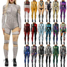 Load image into Gallery viewer, Womens 3D Skull Bone Frame Jumpsuit Long Sleeve Bodysuit Fancy Dress Halloween Cosplay Costume