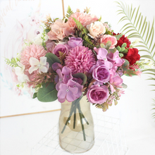 Load image into Gallery viewer, Pink silk hydrangeas artificial flowers wedding flowers for bride hand silk blooming peony fake flowers white home decoration