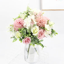 Load image into Gallery viewer, Pink silk hydrangeas artificial flowers wedding flowers for bride hand silk blooming peony fake flowers white home decoration