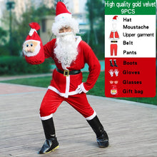Load image into Gallery viewer, santa claus costume men hat belt beard gift bag cosplay cute funny polyester material new style White and red
