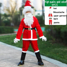 Load image into Gallery viewer, santa claus costume men hat belt beard gift bag cosplay cute funny polyester material new style White and red