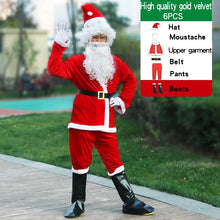 Load image into Gallery viewer, santa claus costume men hat belt beard gift bag cosplay cute funny polyester material new style White and red