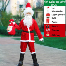 Load image into Gallery viewer, santa claus costume men hat belt beard gift bag cosplay cute funny polyester material new style White and red
