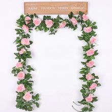 Load image into Gallery viewer, Silk artificial rose vine hanging flowers for wall decoration rattan fake plants leaves garland romantic wedding home decoration