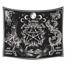 Load image into Gallery viewer, witchcraft Tapestry White and Black Floral Hands Psychedelic magic Hippie Boho Wall Hanging Divination Tapestry bedroom decor
