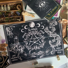 Load image into Gallery viewer, witchcraft Tapestry White and Black Floral Hands Psychedelic magic Hippie Boho Wall Hanging Divination Tapestry bedroom decor