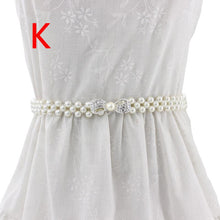 Load image into Gallery viewer, Women Chain Dress Belt Elegant Ladies Waistband Pearl Beads Elastic Belt Waist White Belt Stretchy
