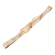 Load image into Gallery viewer, Vintage Women Belt Leaves Clasp Front Stretch Skinny Elastic Belt Waist Strap Gold

