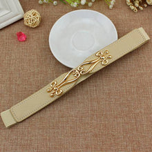 Load image into Gallery viewer, Female Elastic Waist Belt for Female Dress Gold Buckle Belt Fashion Leather Strap
