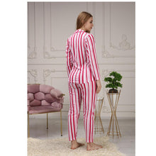 Load image into Gallery viewer, Women's Striped Masculine Collar Pajamas Set
