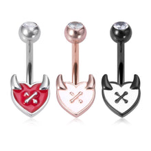 Load image into Gallery viewer, 14G Belly Ring Stainless Steel Devil Heart Horn Cross Navel Jewelry Sexy Body Piercing Gift
