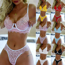 Load image into Gallery viewer, Women Sexy Lace Wireless Bowknot Bra Thong Lingerie Underwear Pajamas Set
