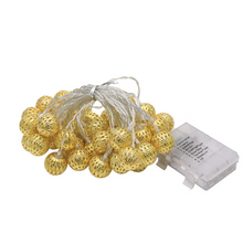 Load image into Gallery viewer, LED Solar Hollow Morocco Ball Lighting Chain Festival Outdoor Courtyard Battery Box Wrought Iron Ball Ornamental Festoon Lamp
