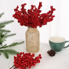 Load image into Gallery viewer, 1/20PCS Artificial Berries Christmas Decoration Red Berry Branches for Xmas Tree Party Home Table Ornaments Red Fruit Wreath
