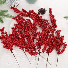Load image into Gallery viewer, 1/20PCS Artificial Berries Christmas Decoration Red Berry Branches for Xmas Tree Party Home Table Ornaments Red Fruit Wreath
