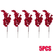 Load image into Gallery viewer, 1/20PCS Artificial Berries Christmas Decoration Red Berry Branches for Xmas Tree Party Home Table Ornaments Red Fruit Wreath
