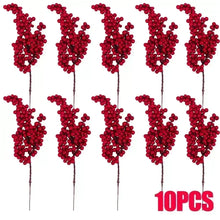 Load image into Gallery viewer, 1/20PCS Artificial Berries Christmas Decoration Red Berry Branches for Xmas Tree Party Home Table Ornaments Red Fruit Wreath
