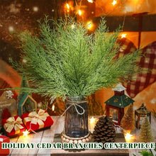 Load image into Gallery viewer, 5-20pcs Artificial Pine Branches Fake Plant Leaves Green Pine Tree Branches Christmas Tree Ornaments New Year Party Decoration
