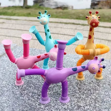 Load image into Gallery viewer, 2/4pcs Children's Suction Cup Toys Kids Giraffe Pop Tube Sensory Playing Early Education Stress Relief Squeeze Fidget Games
