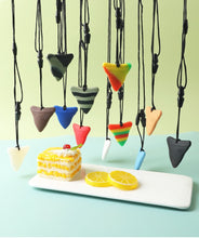 Load image into Gallery viewer, 1 Pack Sensory Chew Necklace Brick Chewy Kids Silicone Triangle Fangs Toys, Silicone Teeth for Children with Autism
