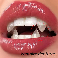 Load image into Gallery viewer, 1 Pair Vampire Teeth Fangs Dentures Props Halloween Costume Props False Teeth Solid Glue Denture Adhesive Halloween Party Decor
