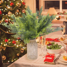 Load image into Gallery viewer, 2/10Pcs Artificial Pine Branches Fake Green Pine Leaves Stems DIY Garland Xmas Tree Ornaments New Year Party Decoration Gifts
