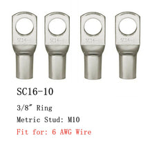 Load image into Gallery viewer, 100/50/25/10PCS 4-25mm Assortment Tinned Copper Lugs Ring Crimp Terminals Battery Wire Welding Cable Connectors Kit
