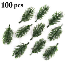 Load image into Gallery viewer, 100pcs Pine Branches Artificial Fake Plant Artificial Flower Branch Christmas Party Decoration DIY Bouquet Gift Box Accessories

