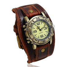 Load image into Gallery viewer, Punk Retro Leather Watch Bracelet All-Match Fashion Men and Women Punk Hip Hop Cattle Leather Bracelet
