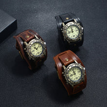 Load image into Gallery viewer, Punk Retro Leather Watch Bracelet All-Match Fashion Men and Women Punk Hip Hop Cattle Leather Bracelet
