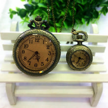 Load image into Gallery viewer, Fashion Gift Quartz Pocket Watch Flip Digital Tawny Glass Pocket Watch Watch Necklace Vintage Pocket Watch
