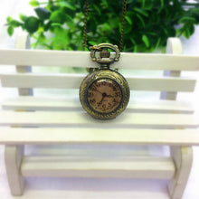 Load image into Gallery viewer, Fashion Gift Quartz Pocket Watch Flip Digital Tawny Glass Pocket Watch Watch Necklace Vintage Pocket Watch
