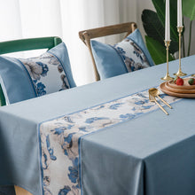 Load image into Gallery viewer, Waterproof  Tablecloth Solid Color Imitation Cotton and Linen Tassel Lace Geometry Rectangle Table Cloth
