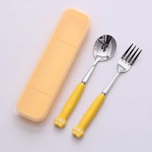 Load image into Gallery viewer, Cat's Paw Tableware Set Ceramic Stainless Steel Tableware Chopsticks Spoon Fork Portable Tableware Set

