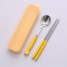 Load image into Gallery viewer, Cat's Paw Tableware Set Ceramic Stainless Steel Tableware Chopsticks Spoon Fork Portable Tableware Set
