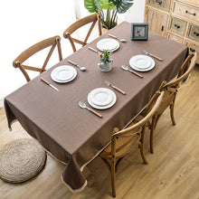 Load image into Gallery viewer, Waterproof  Tablecloth Solid Color Imitation Cotton and Linen Tassel Lace Geometry Rectangle Table Cloth
